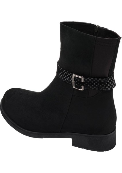 LTF78 Siyah Süet Kadın Bot Rahat Geniş Kalıp