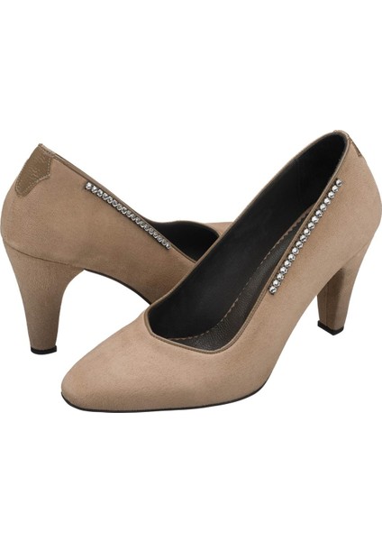 AYS7986 Bej Nubuk Topuklu Özel Seri Kadın Stiletto fırsatları