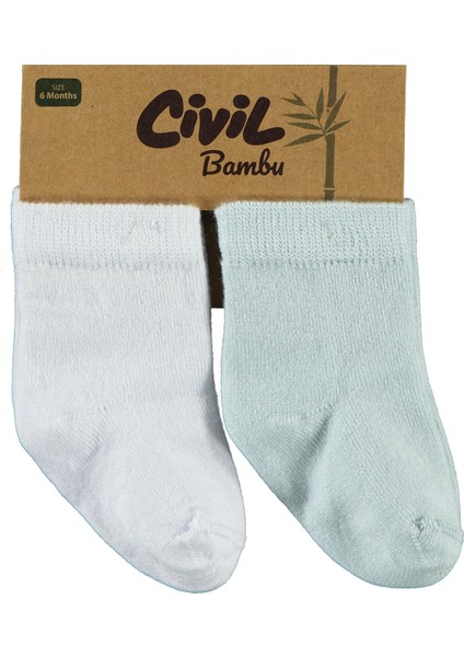 Bebek 2'li Çorap Set 6-18 Ay Beyaz-Mavi