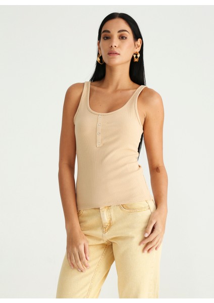 U Yaka Fitilli Bej Kadın Atlet K-BOSWEL fiyatları