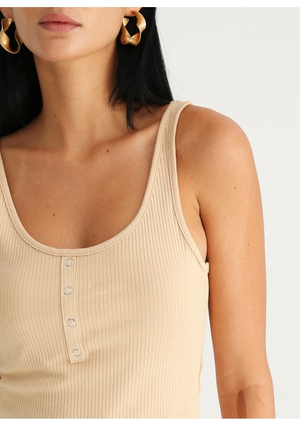 U Yaka Fitilli Bej Kadın Atlet K-BOSWEL fırsatları