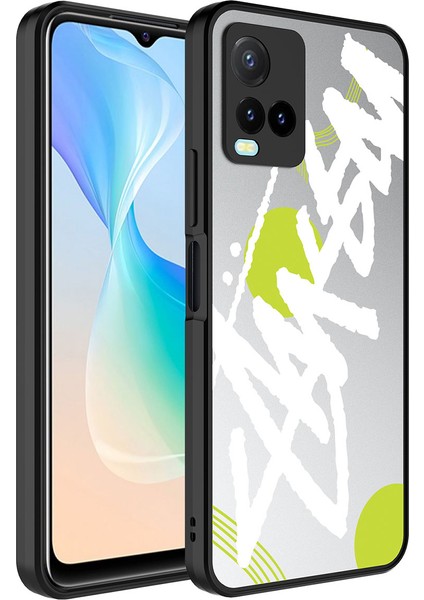 - Vivo Y33S - Kılıf Aynalı Desenli Kamera Korumalı Parlak Mirror Kapak - Yazı - T26838