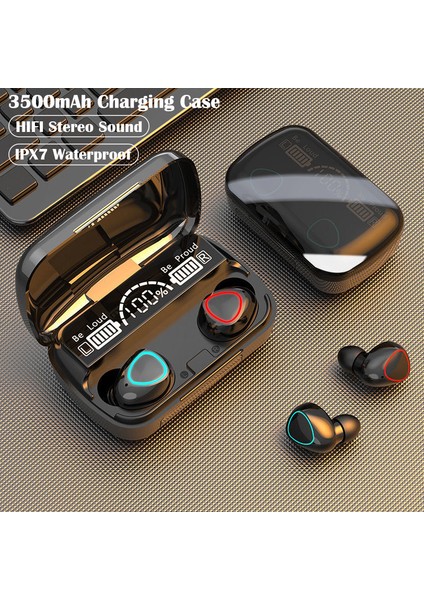 Bluetooth Kulaklık Kablosuz Kulaklık Tws Suya Dayanıklı Kulaklıklar Şarj Kutusu ile Spor Kulaklık (Yurt Dışından)