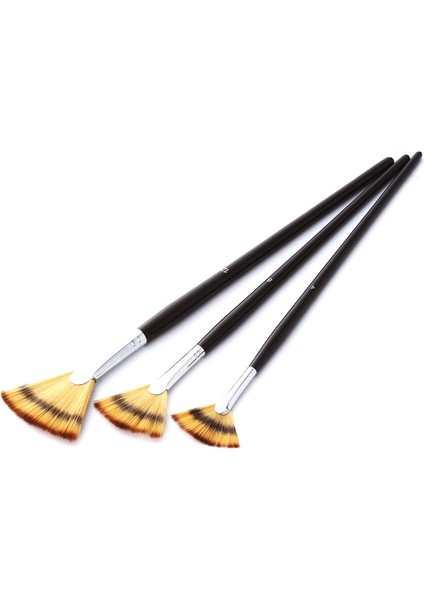 3 Adet / Set Fan Şeklindeki Gouache Fırçası Siyah (Yurt Dışından)