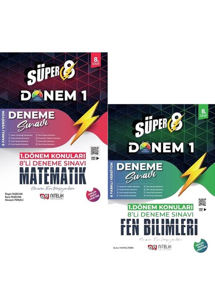 Nitelik Yayınları - Nitelik Yayınları 8. Sınıf Matematik ve Fen Bilimleri 1. Dönem Süper 8'li Denemeler Seti