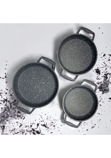 Granit Döküm 3lü Sahan Seti Sahan Takımı Gri fiyatları