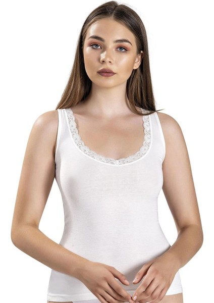 Kadın Modal Dantelli V Yaka Geniş Askılı Atlet 617 - 3 Adet