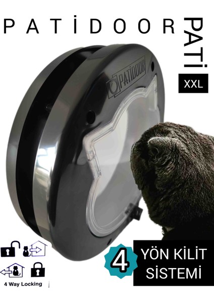 Pati Xxl Cam Için Kedi Kapısı Siyah