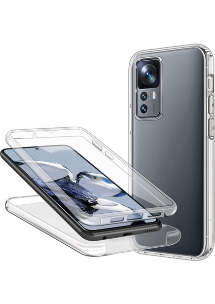 Xiaomi 12T Pro Kılıf Ön Arka 360 Koruma Şeffaf Silikon