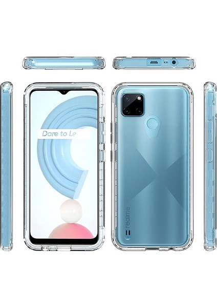 Realme C25Y Kılıf Ön Arka 360 Koruma Şeffaf Silikon