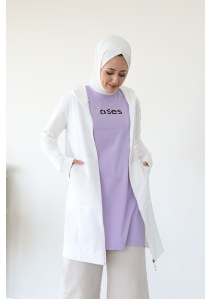 Ases Baskı Detay T-Shirt-Lila