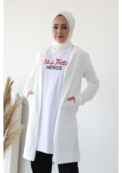 Heros Baskı Detay T-Shirt-Beyaz