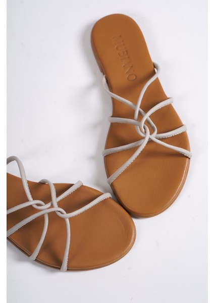 Hakiki Deri 23603-VZ Kadın Vizon Sandalet & Terlik modelleri