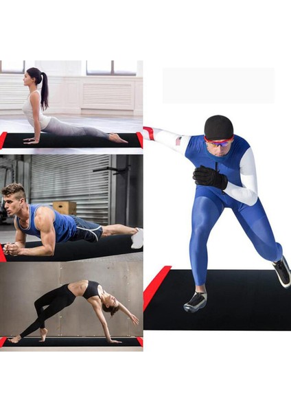 Egzersiz Yoga Kayma Mat Denge Eğitimi Fitness Buz Hokeyi Siyah 180MX50CM (Yurt Dışından)