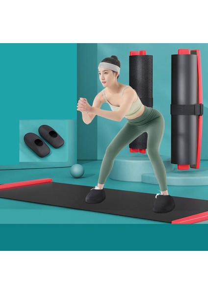 Egzersiz Yoga Kayma Mat Denge Eğitimi Fitness Buz Hokeyi Siyah 180MX50CM (Yurt Dışından)