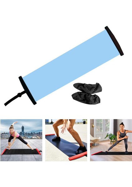 Egzersiz Yoga Kayma Mat Denge Eğitimi Fitness Buz Hokeyi Mavi 180MX50CM (Yurt Dışından)