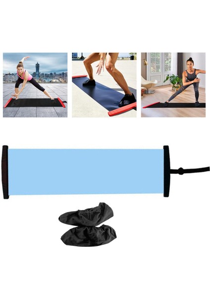 Egzersiz Yoga Kayma Mat Denge Eğitimi Fitness Buz Hokeyi Mavi 180MX50CM (Yurt Dışından)