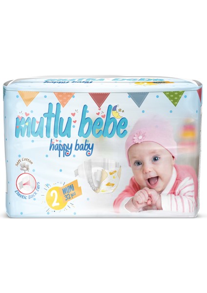 Mutlu Bebe Bebek Bezi 2 Numara - Mini 32 Adet