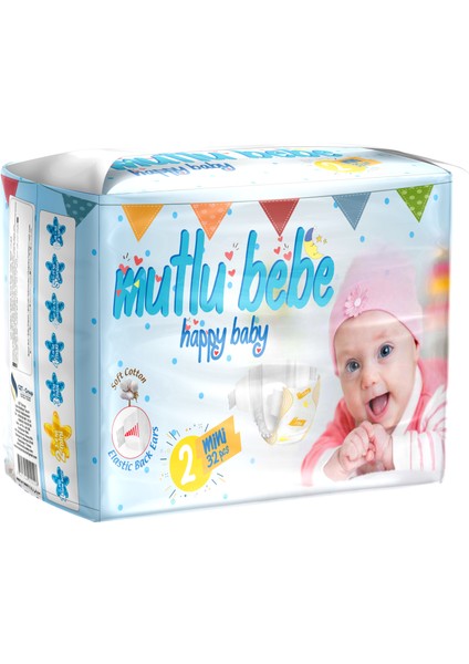 Mutlu Bebe Bebek Bezi 2 Numara - Mini 32 Adet