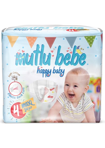 Mutlu Bebe Bebek Bezi 4 Numara - Maxi 24 Adet