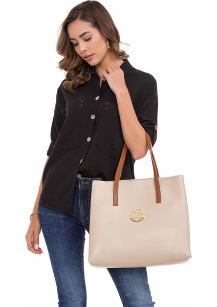 WA135 Klasik Bej Omuz Çanta ve Cüzdan