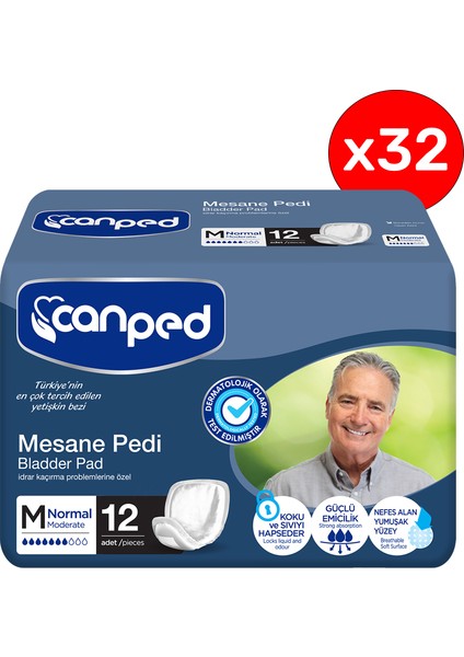 Mesane Pedi Klasik 12'li Medium Orta Erkek 32 Paket