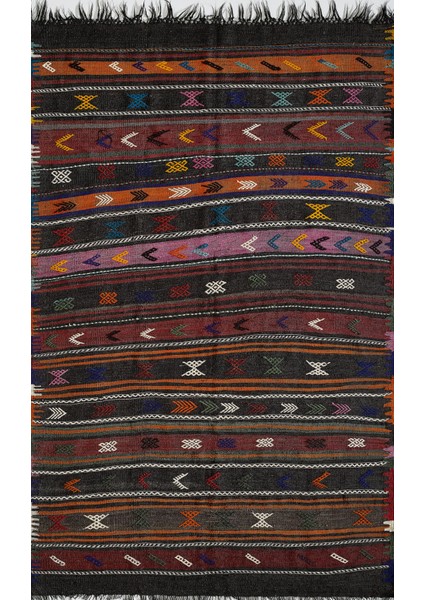 Antik Kilim - Kıl Kilim Etnik Desenli El Dokuması Kilim E0504