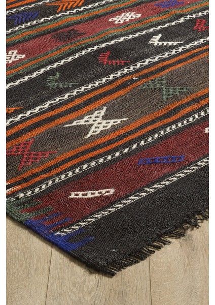 Antik Kilim - Kıl Kilim Etnik Desenli El Dokuması Kilim E0504