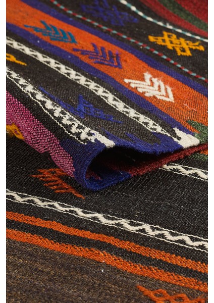 Antik Kilim - Kıl Kilim Etnik Desenli El Dokuması Kilim E0504