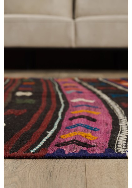 Antik Kilim - Kıl Kilim Etnik Desenli El Dokuması Kilim E0504