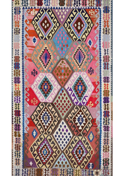 Antik Kilim - Anadolu Etnik Desenli El Dokuması Kilim E0537