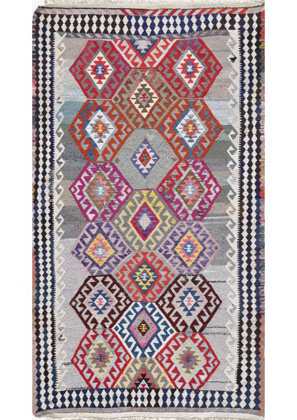 Antik Kilim - Anadolu Etnik Desenli El Dokuması Kilim E0523