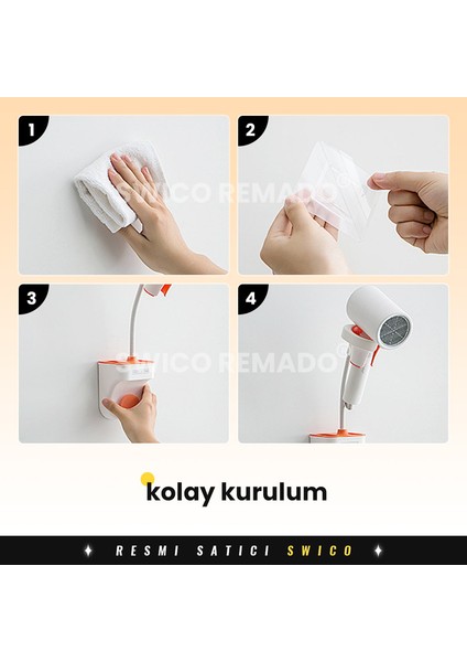 Eller Serbest Saç Kurutma Makinesi Tutacağı Matkapsız Banyo Askısı (Yurt Dışından) indirimleri