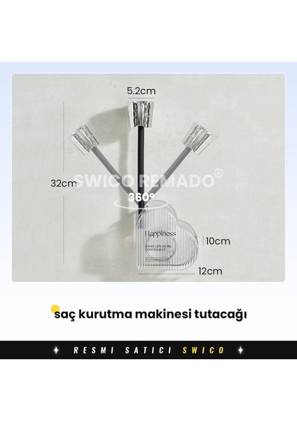 Eller Serbest Saç Kurutma Makinesi Tutacağı Matkapsız Banyo Askısı (Yurt Dışından) fiyatları