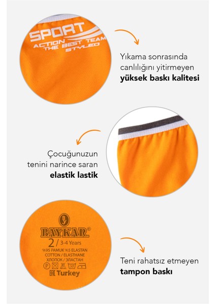 Erkek Çocuk Pamuklu Düz Rahat Kesim Likralı Boxer 6'lı Paket 3372 Renkli fiyatları