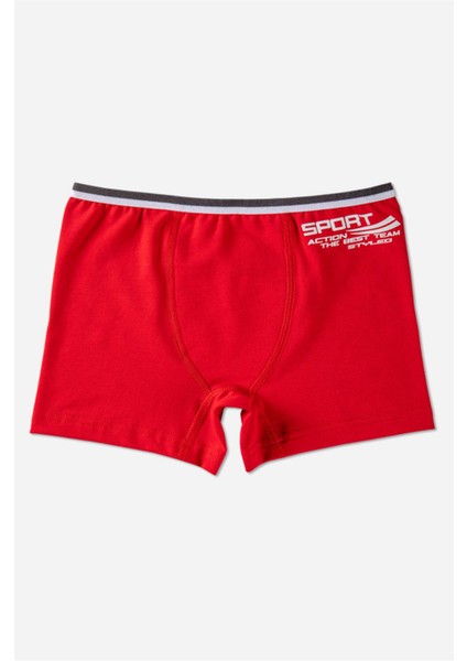 Erkek Çocuk Pamuklu Düz Rahat Kesim Likralı Boxer 6'lı Paket 3372 Renkli modelleri