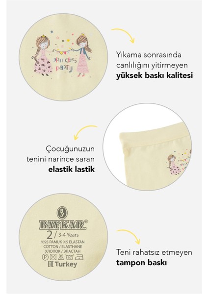 Kız Çocuk Pamuklu Renkli Baskılı Likralı Boxer Şort 3'lü Paket 5657 Renkli indirimleri