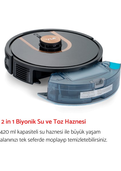 S7 Nomopzone Özellikli Akıllı Robot Vacuum & Mop Süpürge Siyah(Yui Türkiye Garantili)