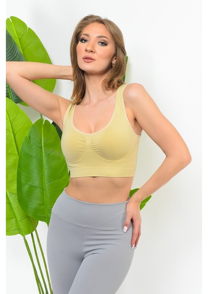 Kadın Toparlayıcı Crop Korse Kalın Askılı Seamless Dikişsiz Örme Büstiyer fiyatları