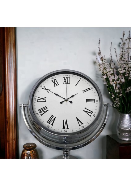 Krom Metal Ofis Salon Otel Ayaklı Seyyar Saat B36 modelleri