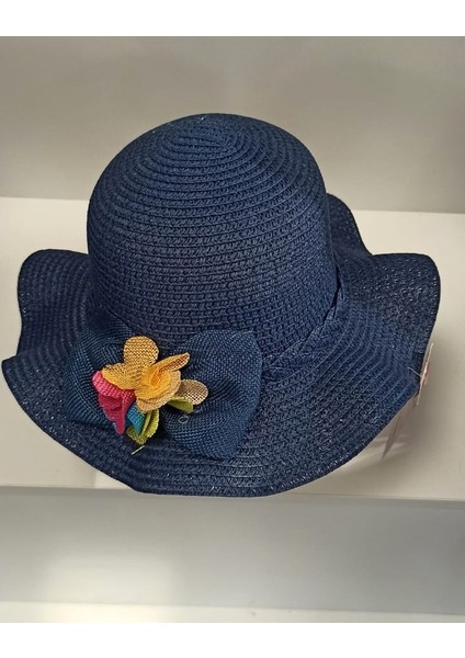Arıcı Store Yeni Sezon Lacivert Rengi 6-12 Yaş Çocuk Hasır Şapka