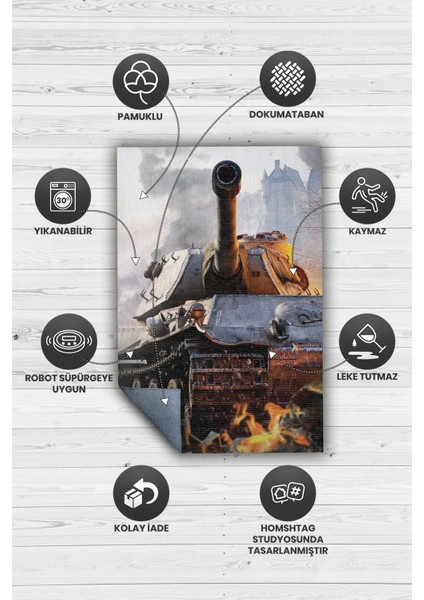 World Of Tanks Dokuma Tabanlı Yıkanabilir Gamer Halısı