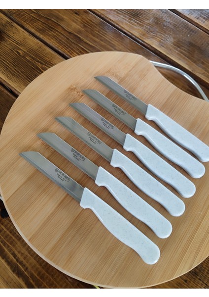 Beyaz Simli Mermer Tırtıklı Meyve Bıçağı 6'lı