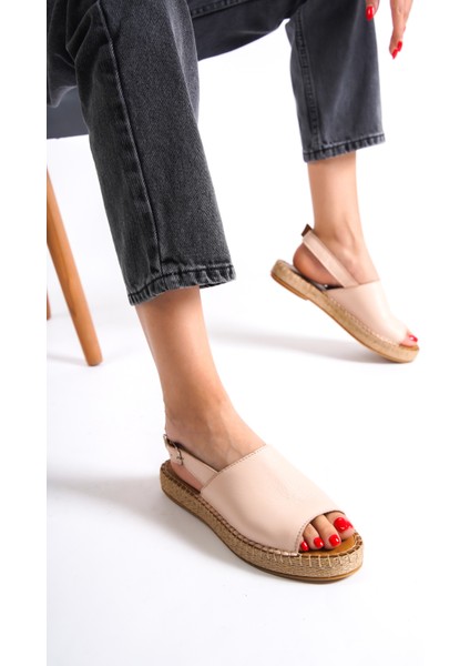 601-PD Pudra Kadın Espadril Sandalet & Terlik