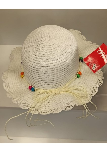 Arıcı Store Yeni Sezon Beyaz Renk 6-12 Yaş Çocuk Hasır Şapka
