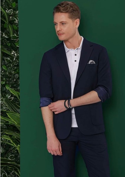 Slim Fit Lacivert Spor Ceket
