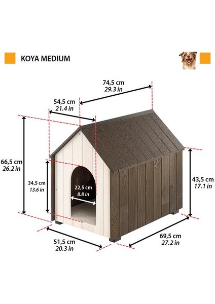 Koya Ahşap Köpek Kulübesi M