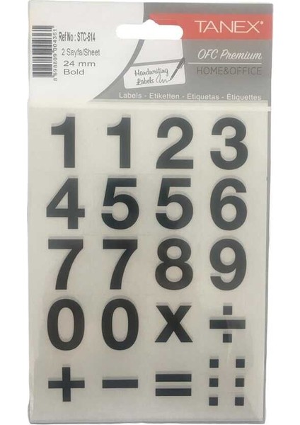 Etiket Stc-51 Rakam Etiketi 2.4 cm 2 Sayfa - Siyah