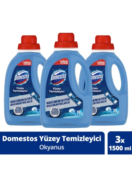 Yüzey Temizleyici Okyanus Maksimum Hijyen Tüm Yüzeyler için Yüzey Temizleyici 1500 ml x3