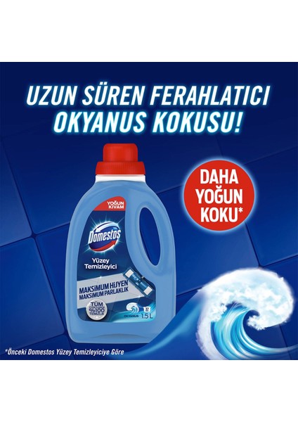 Yüzey Temizleyici Okyanus Maksimum Hijyen Tüm Yüzeyler için Yüzey Temizleyici 1500 ml x3